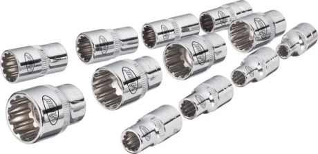 Набір головок SPLINE 1/4" 4-13 мм 12 од. (мультипрофіль, хромовані) VIGOR V1897