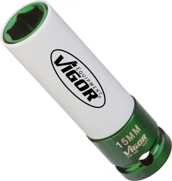 Головка ударна 1/2" 15 мм для шиномонтажу 85 мм (хромована) VIGOR V2471 (фото 1)