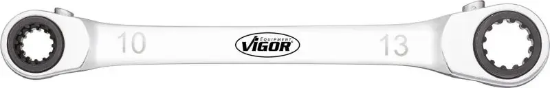 Ключ накидний з подвійною тріскачкою 8x12-10x13 мм L-220 мм VIGOR V3607 (фото 1)