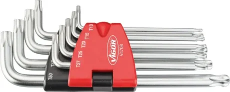 Набір ключів Г-под. Torx з круглим кінцем T10-T50 VIGOR V4708
