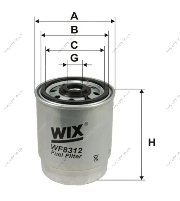 Фільтр паливний Volvo S60/S80/V70/XC70/XC90 2.4D 01-10 WIX FILTERS WF8312 (фото 1)
