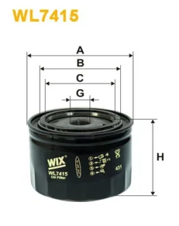 Фільтр оливний двигуна /OP615 (вир-во WIX-FILTERS UA) WIX FILTERS WL7415