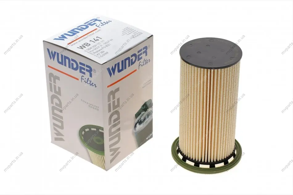 Фільтр паливний Audi A3/Q2/TT/Skoda Octavia/SuperB/VW Caddy/Golf/Passat/Polo/Tiguan 1.6/2.0D 09- (висота 147 мм) WB 141 WUNDER FILTER WB-141 (фото 1)