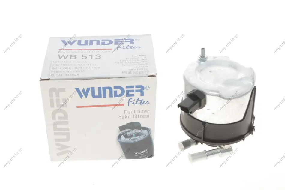 Фільтр паливний Ford Fiesta/Focus 1.6TDCI 03- WB 513 WUNDER FILTER WB-513 (фото 1)