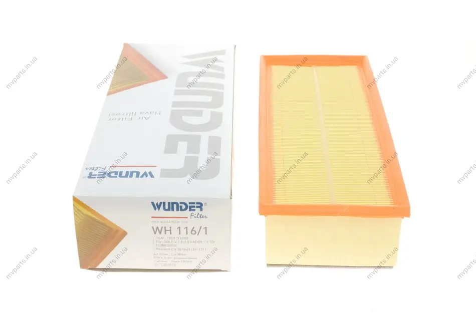 Фільтр повітряний VW Caddy 1.9TDI 03- (з поролоном) WH 116/1 WUNDER FILTER WH-116-1 (фото 1)