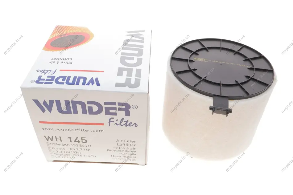 Фільтр повітряний Audi A4/A5 2.7-3.2TFSI 07- WH 145 WUNDER FILTER WH-145 (фото 1)