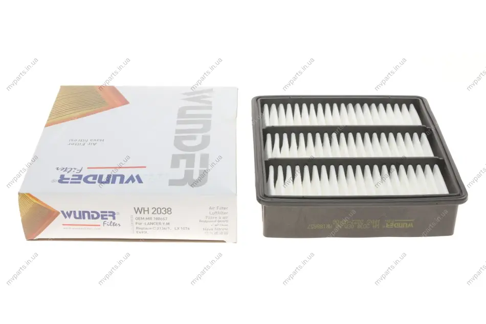 Фільтр повітряний Mitsubishi Colt V/Galant VI/Lancer/Outlander 1.3-2.4TDI 95- WH 2038 WUNDER FILTER WH-2038 (фото 1)