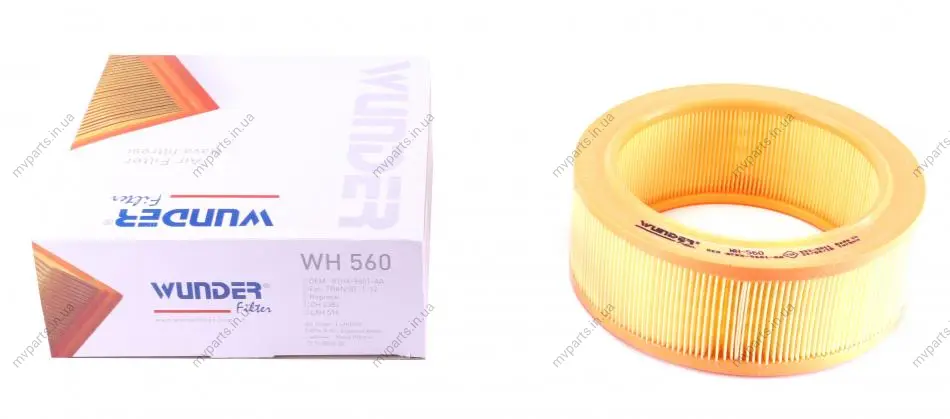 Фільтр повітряний Ford Transit 1.6-2.5D 85-94 WH 560 WUNDER FILTER WH-560 (фото 1)