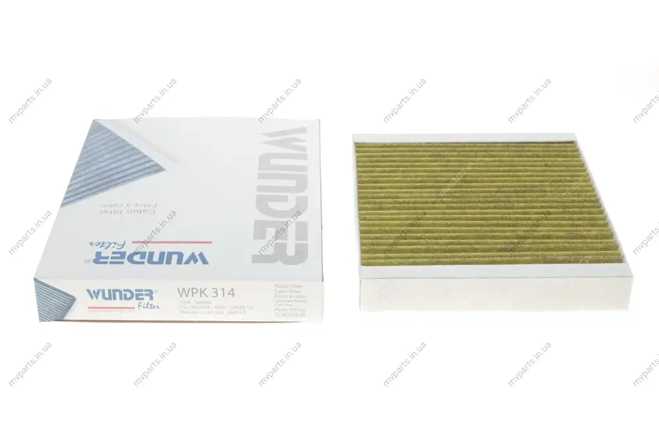 Фільтр салону Chevrolet Aveo (T300) 11-/ Opel Astra J 09- (вугільний) WPK 314 WUNDER FILTER WPK-314 (фото 1)