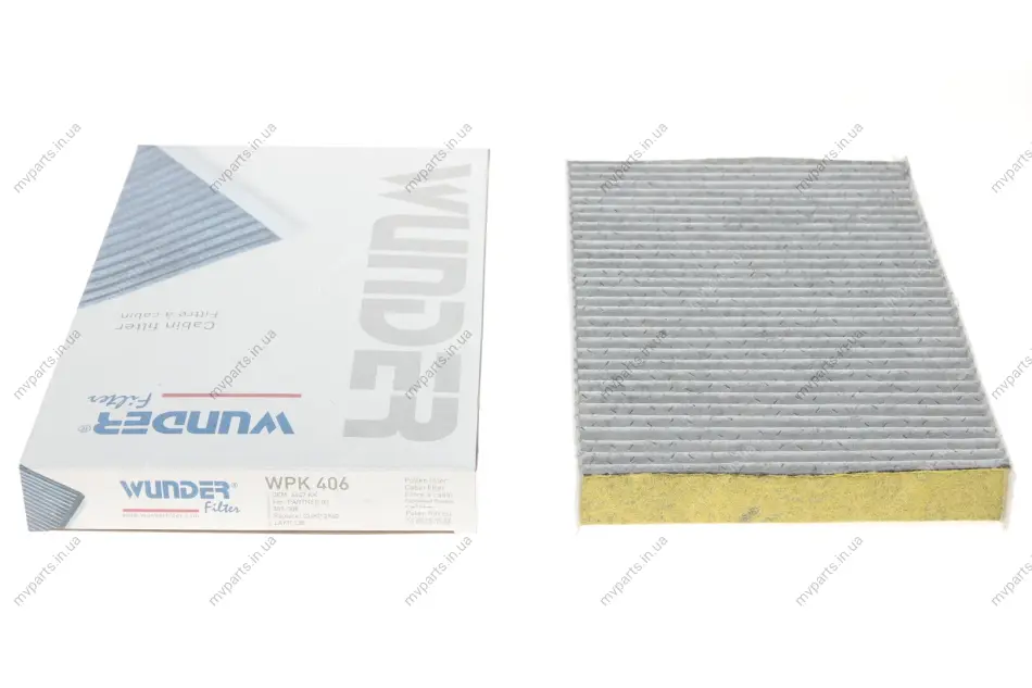 Фільтр салону Citroen C2/C3/C4/Peugeot 307/308 00- (вугільний) WPK 406 WUNDER FILTER WPK-406 (фото 1)