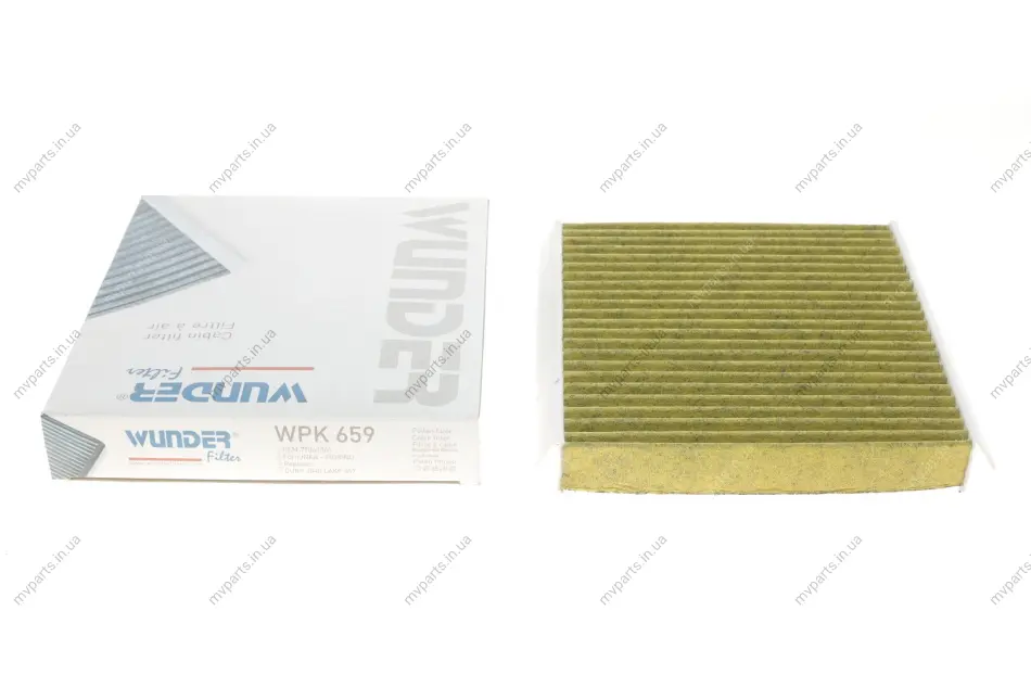 Фільтр салону Peugeot Bipper/Citroen Nemo 08- (вугільний) WPK 659 WUNDER FILTER WPK-659 (фото 1)