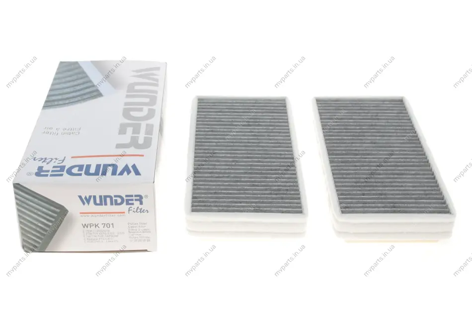 Фільтр салону MB E-class (W210) (к-кт 2шт.) (вугільний) WPK 701 WUNDER FILTER WPK-701 (фото 1)