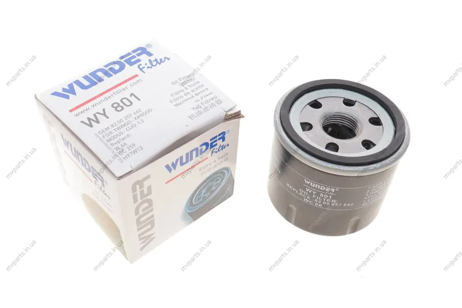 Фільтр масляний Renault Kangoo 1.2 97-09 (бензин) WY 801 WUNDER FILTER WY-801 (фото 1)