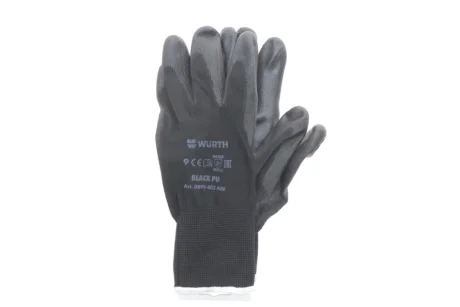 Рукавиці захисні з поліуретановим покриттям Black PU (Т.9) WURTH 0899402409