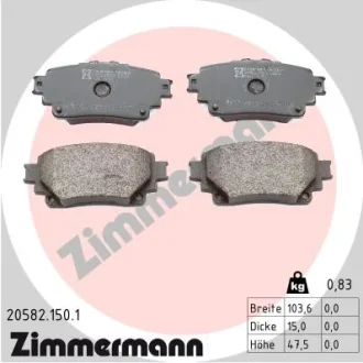 Колодки гальмівні (задні) Toyota Rav4 18-/Corolla XII/Highlander 19-/Suzuki Across 20-/Lexus UX 18- 20582.150.1 ZIMMERMANN 20582-150-1