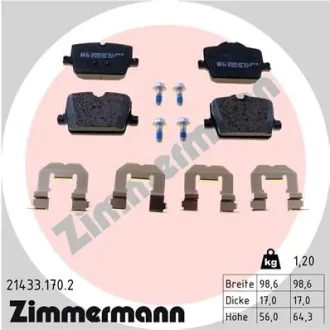 Колодки гальмівні (задні) BMW 3 (G20/G21/G80/G81)/Z4 (G29) 18-/4 (G22/G82) 20- 21433.170.2 ZIMMERMANN 21433-170-2
