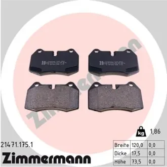 Колодки гальмівні (передні) BMW 7 (E38) 94-01/8 (E31) 90-99 (Brembo) 21471.175.1 ZIMMERMANN 21471-175-1