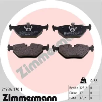 Колодки гальмівні (задні) BMW 3 (E46) 98-07 (Ate-Teves) 21934.170.1 ZIMMERMANN 21934-170-1