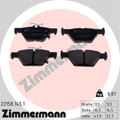 Колодки гальмівні (задні) Subaru Impreza/Outback/Legacy 14- (Akebono) 22158.145.1 ZIMMERMANN 22158-145-1 (фото 1)