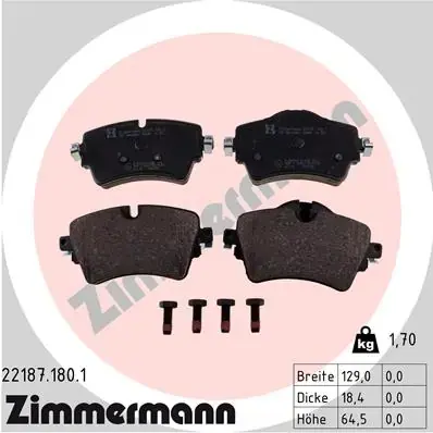Колодки гальмівні (передні) BMW 2 (F45/F46)/Mini Cooper/Clubman 14- (Lucas) 22187.180.1 ZIMMERMANN 22187-180-1 (фото 1)