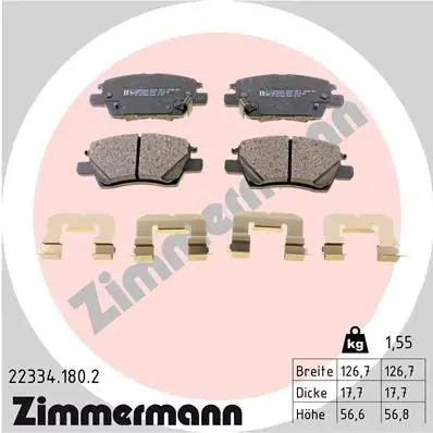 Колодки гальмівні (передні) Opel Ampera-E 17-19/Chevrolet Bolt/Volt 15- (Brembo) (з датчиком) 22334.180.2 ZIMMERMANN 22334-180-2 (фото 1)