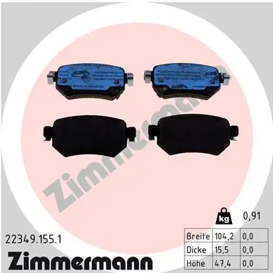 Колодки гальмівні (задні) Mazda 6 2.0/2.5 12- (Trw) (з датчиком) 22349.155.1 ZIMMERMANN 22349-155-1 (фото 1)