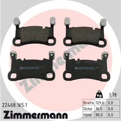 Колодки гальмівні (задні) Porsche Cayenne 17- (Brembo) 22468.165.1 ZIMMERMANN 22468-165-1 (фото 1)