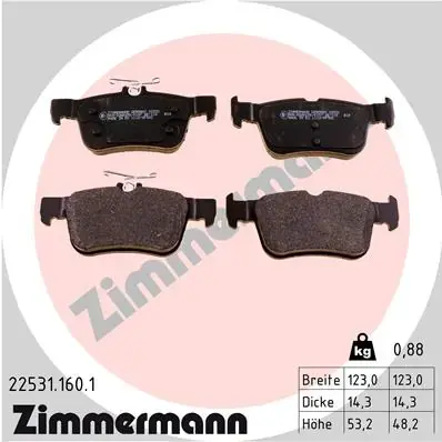 Колодки гальмівні (задні) Ford Mondeo/Galaxy/S-Max/Kuga 1.5-2.0 D 12- (Ate) 22531.160.1 ZIMMERMANN 22531-160-1 (фото 1)