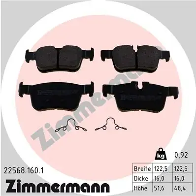 Колодки гальмівні (задні) Volvo S60 III/S90 II/ V60 II/ XC60 II 16- 22568.160.1 ZIMMERMANN 22568-160-1 (фото 1)