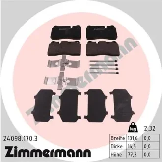 Колодки гальмівні (передні) VW Touareg 02- (Brembo) (з аксесуарами) 24098.170.3 ZIMMERMANN 24098-170-3