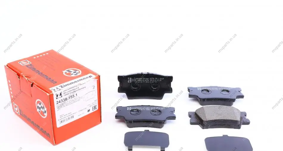 Колодки гальмівні (задні) Toyota Camry/Rav4/Lexus ES 06- (Akebono) 24338.155.1 ZIMMERMANN 24338-155-1 (фото 1)