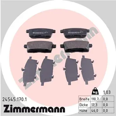 Колодки гальмівні (задні) Mazda CX-7 2.2-2.5/CX-9 3.5/3.7 06- (Akebono) 24545.170.1 ZIMMERMANN 24545-170-1 (фото 1)