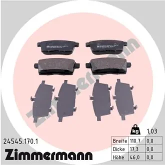 Колодки гальмівні (задні) Mazda CX-7 2.2-2.5/CX-9 3.5/3.7 06- (Akebono) 24545.170.1 ZIMMERMANN 24545-170-1