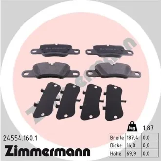 Колодки гальмівні (задні) Porsche 911/Panamera 09- (Brembo) 24554.160.1 ZIMMERMANN 24554-160-1
