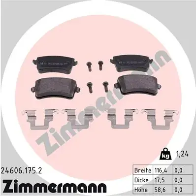 Колодки гальмівні (задні) Audi A4/A5/Q5 07- (LUCAS-GIRLING) 24606.175.2 ZIMMERMANN 24606-175-2 (фото 1)