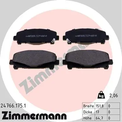 Колодки гальмівні (передні) Honda Accord VIII 07-/IX 12- (Akebono) 24766.175.1 ZIMMERMANN 24766-175-1 (фото 1)