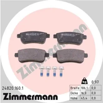 Колодки гальмівні (задні) Renault Fluence/Megane/Scenic 08- (Bosch) 24820.160.1 ZIMMERMANN 24820-160-1