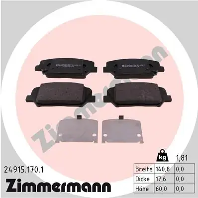 Колодки гальмівні (передні) Hyundai Veloster/I30/ Kia Ceed 11- (Sumitomo) 24915.170.1 ZIMMERMANN 24915-170-1 (фото 1)