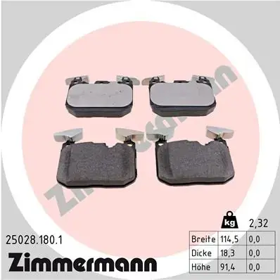 Колодки гальмівні (передні) BMW 1 (F20/F21)/ 3 (F30/F31/F34)/ i8 (I12) 11- (Brembo) 25028.180.1 ZIMMERMANN 25028-180-1 (фото 1)