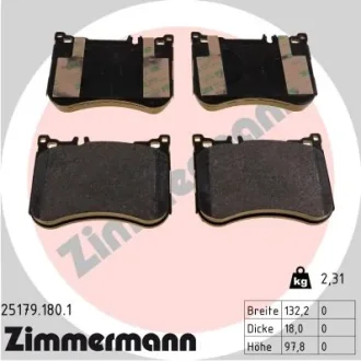 Колодки гальмівні (передні) MB E-class (W213/S213/C238)/ S-class (W222/C217) 13- (Brembo) 25179.180.1 ZIMMERMANN 25179-180-1