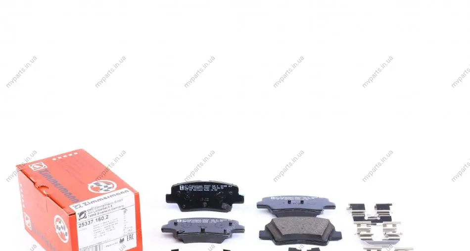 Колодки гальмівні (задні) Kia Ceed/Rio III/Hyundai Accent/Tucson/i20/i30/i40 10-(Akebono)(з аксес) 25337.160.2 ZIMMERMANN 25337-160-2 (фото 1)