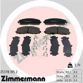 Колодки гальмівні (передні) Jeep Wrangler 2.0/2.2 17-/Fiat Freemont 11- 25378.185.2 ZIMMERMANN 25378-185-2