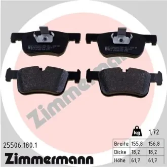Колодки гальмівні (передні) BMW 1 (F20)/3 (F30)/4 (F32) 10- 25506.180.1 ZIMMERMANN 25506-180-1