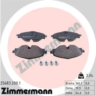 Колодки гальмівні (передні) Audi A1/Q3 18-/Skoda Octavia/VW Golf/Caddy/Touran/Passat 12- 25683.200.1 ZIMMERMANN 25683-200-1