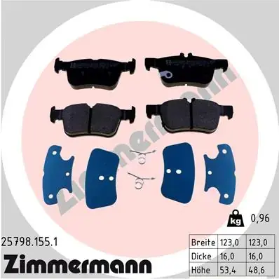 Колодки гальмівні (задні) Ford Mondeo/Galaxy/S-Max 14- (Teves) 25798.155.1 ZIMMERMANN 25798-155-1 (фото 1)
