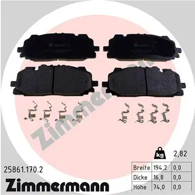 Колодки гальмівні (передні) Audi A5/Q7 2.0-3.0 D 15-/VW Touareg 17- (Akebono) (з аксесуарами) 25861.170.2 ZIMMERMANN 25861-170-2 (фото 1)