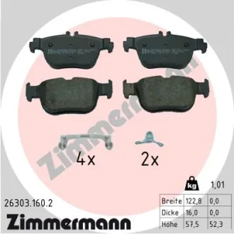 Колодки гальмівні (задні) Audi A3/Seat Leon/Skoda Octavia/VW Golf VIII 19-/Caddy 20- 26303.160.2 ZIMMERMANN 26303-160-2