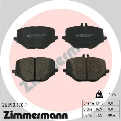 Колодки гальмівні (задні) MB S-class (W223) 20- M256 (ZF) 26390.170.1 ZIMMERMANN 26390-170-1 (фото 1)