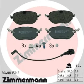Колодки гальмівні (передні) VW ID.3 19- (+датчик) 26408.150.2 ZIMMERMANN 26408-150-2