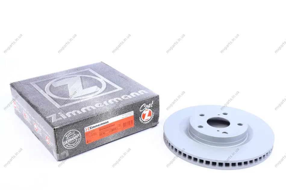Диск гальмівний (передній) Toyota Aurion/Camry/ Rav4 2.0-2.2 06- (296x28) (покрив.) (вентильований) 590.2810.20 ZIMMERMANN 590-2810-20 (фото 1)